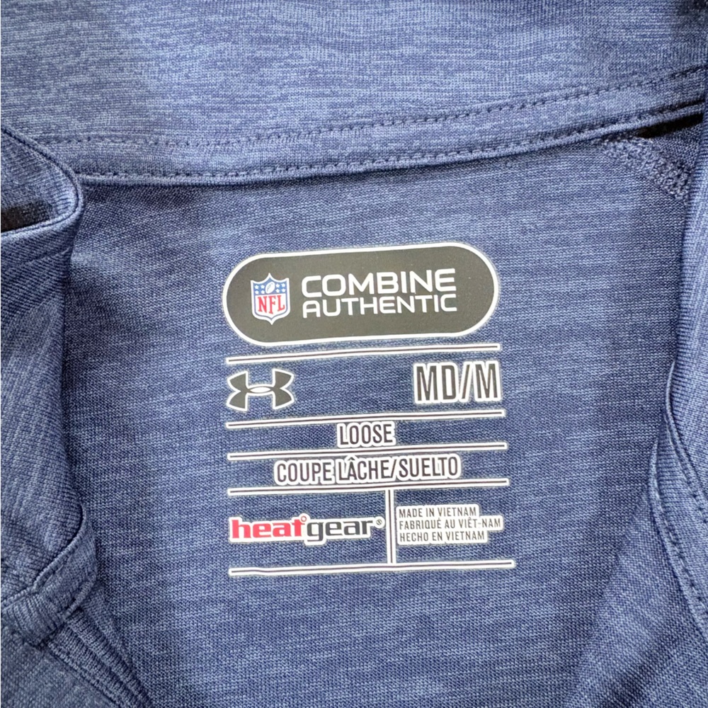 Under Armour NFL Combine Seattle Seahawks 1/4 Zip Mens Sz M Blue Loose Heat Gear - Picture 2 of 6